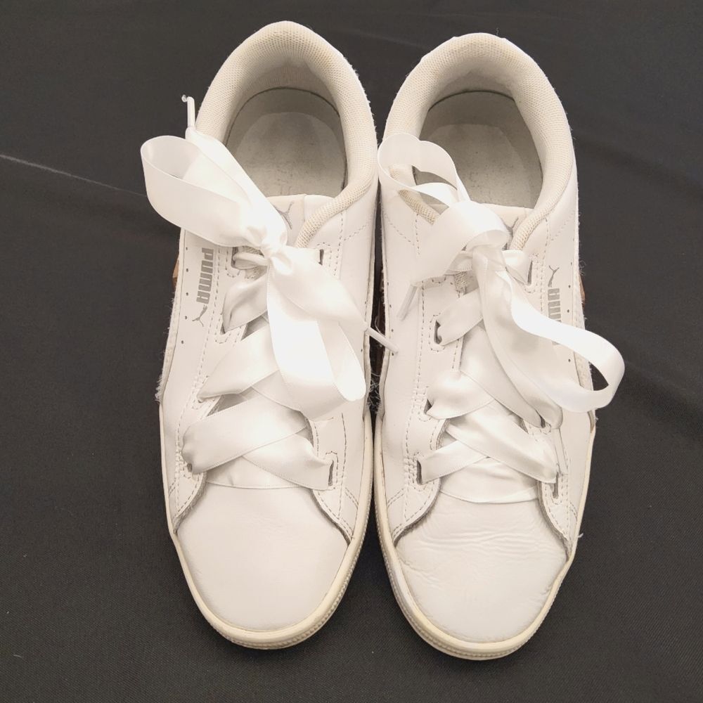 Puma VIKKY White on White Sneakers with Ribbon Laces